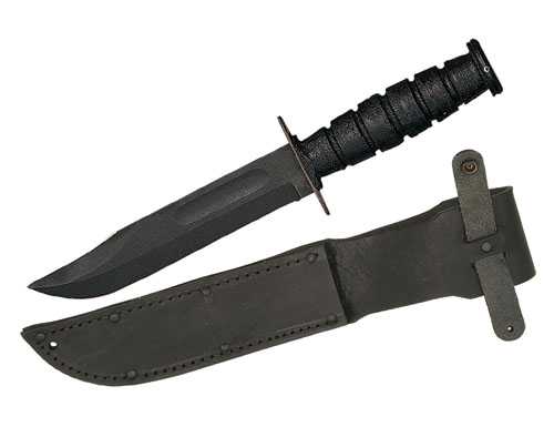 Ontario 498 Combat Fixed 7.0 in Black Blade Leather Handle
