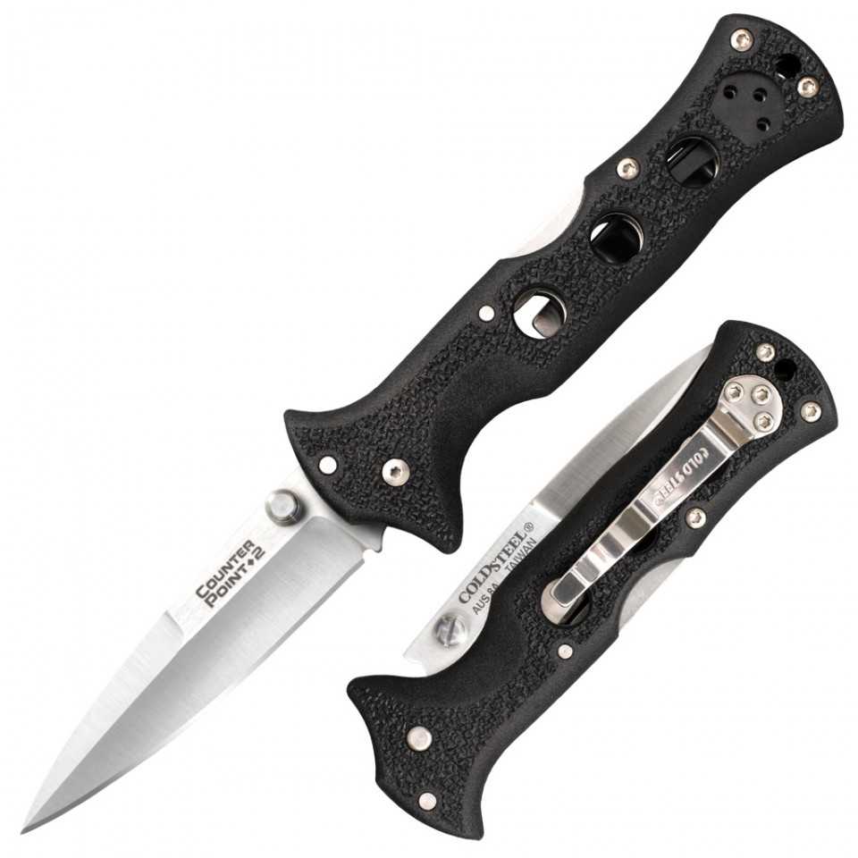 Cold Steel Counter Point 2 Folding Knife 3" Japanese Aus-8A Satin Blade Griv-Ex Handle,1