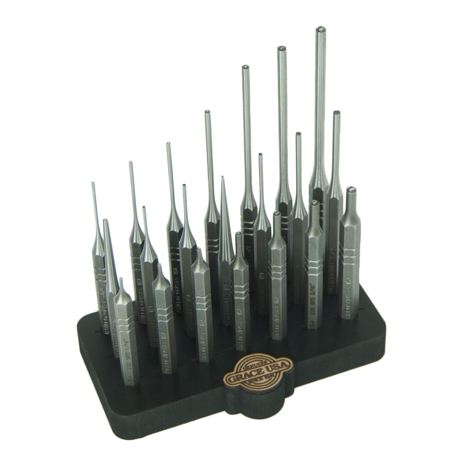Grace USA 21 Piece Steel Punch Set w/Bench Block