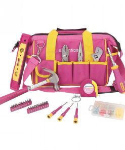Great Neck 21043 32-Piece Essentials Around The House Tool Set In Pink Bag