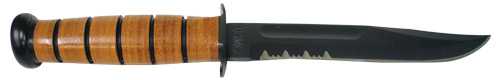 Ka-Bar Full-Size Fixed USMC 7 in Black Blade Leather Handle