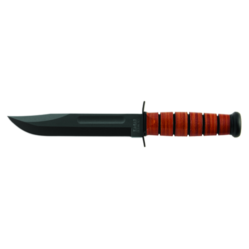 Ka-Bar Full-Size Fixed Navy 7 in Black Blade Leather Handle