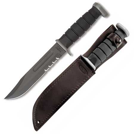 Ka-Bar Extreme Fixed 7.0 in Black Combo Blade Kraton Handle