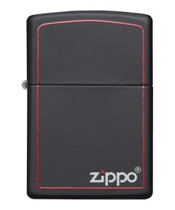 Zippo Windproof Lighter Black Matte W/Zippo Logo & Red Border