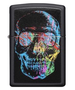 Zippo Windproof Lighter Zippo Colorfiul Skull Black Matte Classic Case