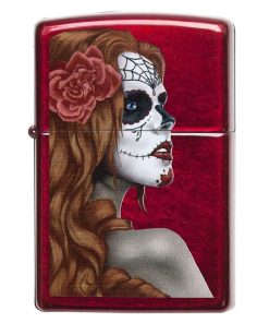 Zippo Windproof Lighter Day Of Dead Girl Candy Apple Red Translucent Finish