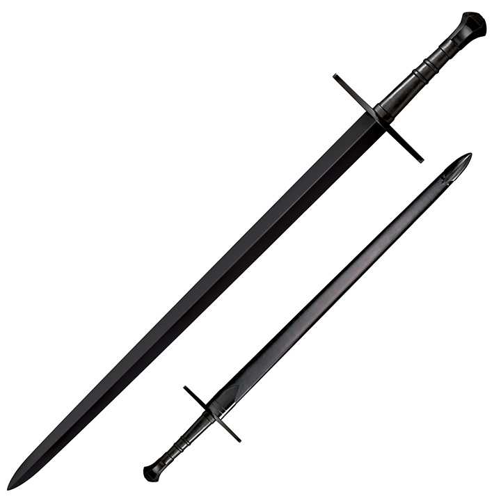 Cold Steel Man At Arms Hand-And-A-Half Sword 33.5" Blued Carbon Steel Blade Leather Handle,1
