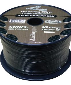 Audiopipe 16 Gauge 100% Copper Series Primary Wire - 500 Foot Roll - BLACK Jacket