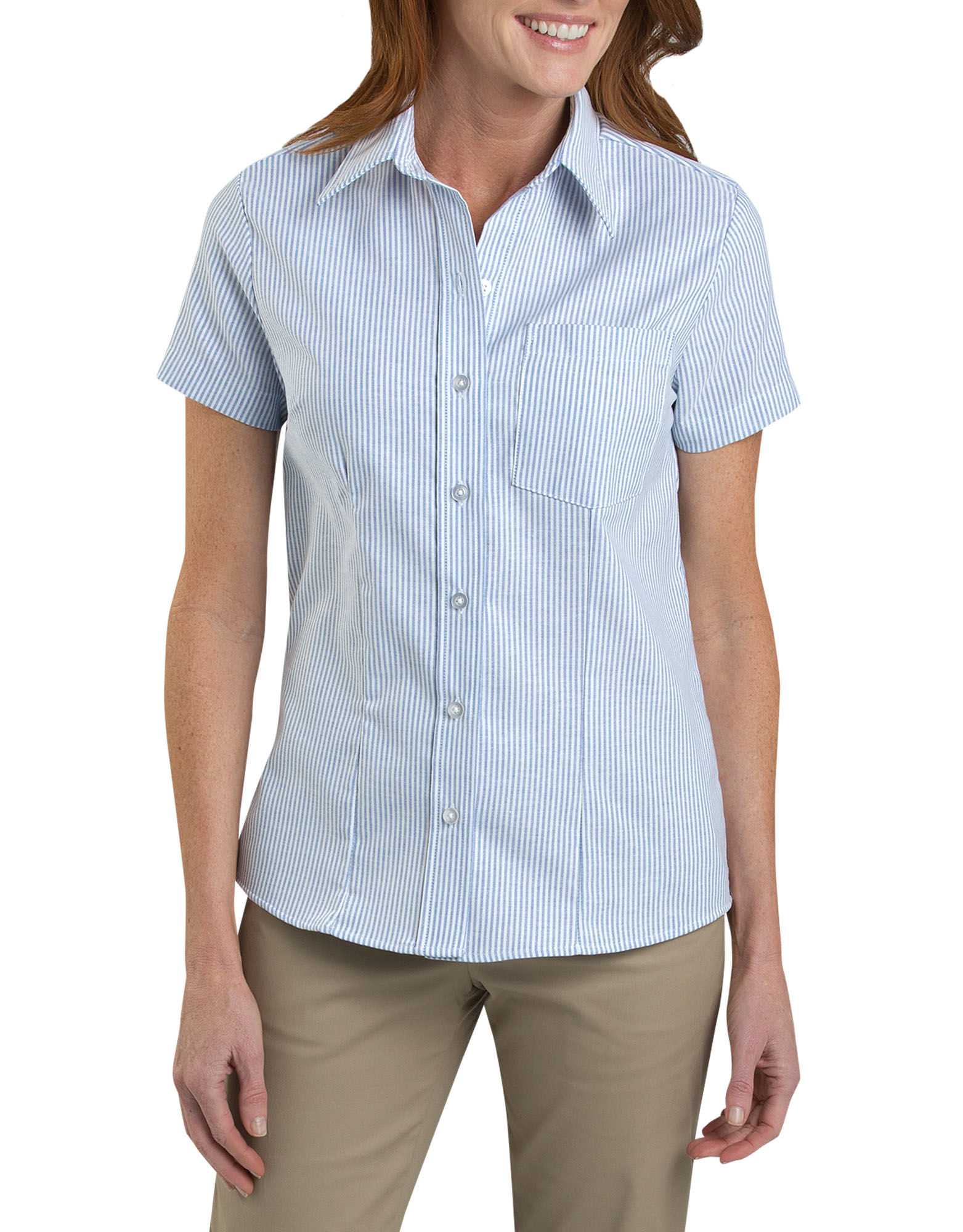 Women's Short Sleeve Stretch Oxford Shirt-DK-FS254