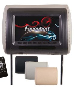 Farenheit Universal  7" Headrest (Single) includes 3 Color Skins (BlackGreyBeige) Dual CH IR Tran,1