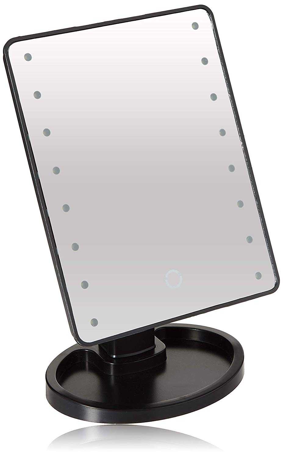 Ideaworks Light Up Mirror Large 16 Led Lights Rotating Mirror Magnifier Tray Battery Powered