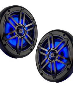 Power Acoustik Marine 6.5" 2-Way Speakers with Blue LED White & Black Grills,1