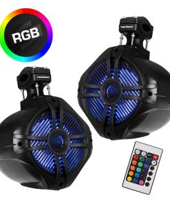 Power Acoustik Marine 8" 2-Way Wakeboard Speakers with RGB LED Illumination (Black),1