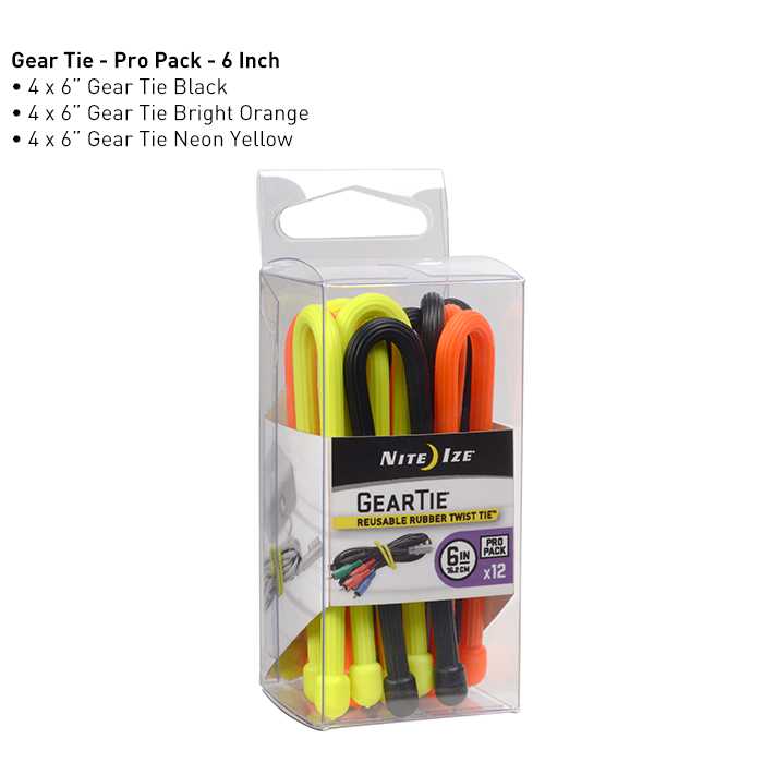 Gear Tie ProPack 6 in. - 12 Pack - Assorted