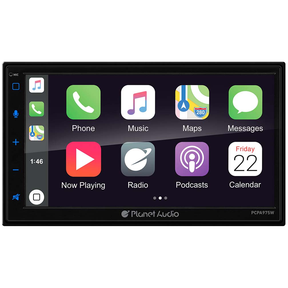 Planet Audio Double Din 6.75" Mechless Wireless Apple Car Play/Android Auto/AM/FM/USB/Aux/Bluetooth,1