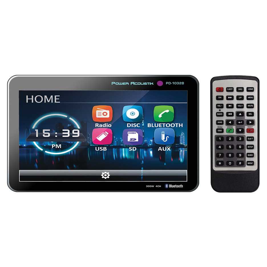 Power Acoustik 10.3" Dvd/Cd/Mp3 Double Din Receiver With Bluetooth & Detachable Faceplate,1