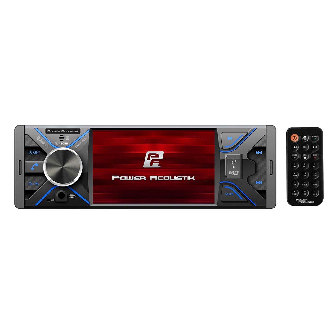 Power Acoustik 4.3? Single DIN MECHLESS Fixed Face Receiver with Bluetooth USB/SD Inputs and Remote