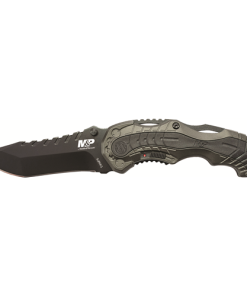 M&P M.A.G.I.C. Assist Liner Lock 4034 Stainless Steel Blade Gray Aluminum Handle w/Side Safety & Pocket Clip