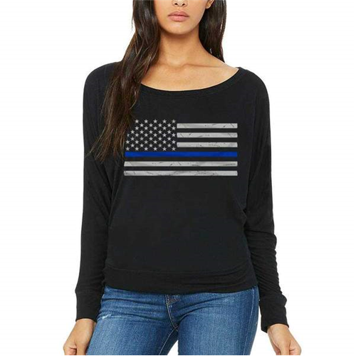 Women's Off Shoulder - Classic, Thin Blue Line-TBL-Flag-TBL-Wom-OS