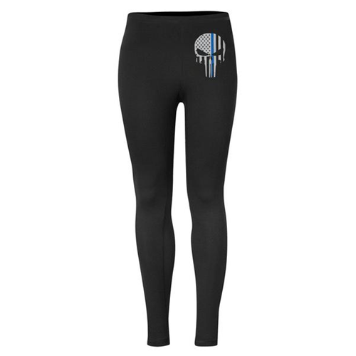 Thin Blue Line Skull Leggings - Classic-TBL-LG-Skull