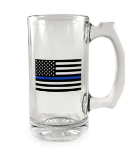 Libbey Deco Glass Mug - Thin Blue Line Flag, 12.5 oz