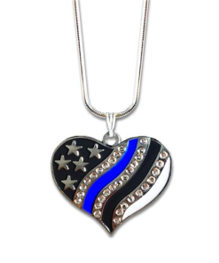 Thin Blue Line Heart Necklace