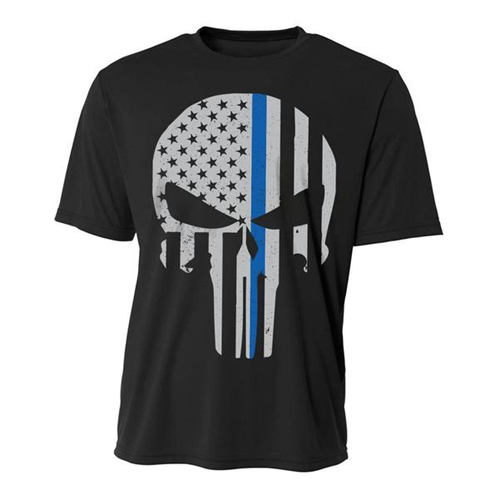 Skull Thin Blue Line Polyester Shirt-TBL-Poly-Skull