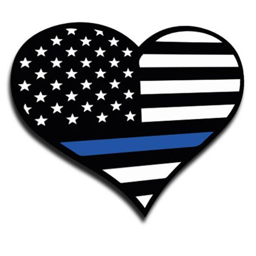Heart Thin Blue Line Sticker - 4 x 4.5 Inches
