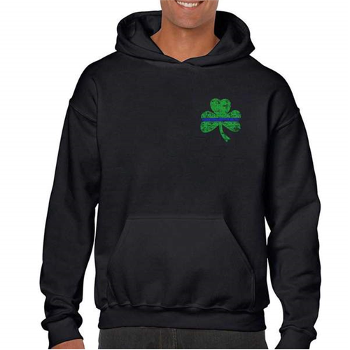 Thin Blue Line Hoodie, Small Shamrock-TBL-STPAT-SM-TBL-H