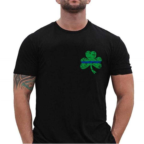 T-Shirt, Small Shamrock, Thin Blue Line-TBL-STPAT-SM-TBL-Shirt