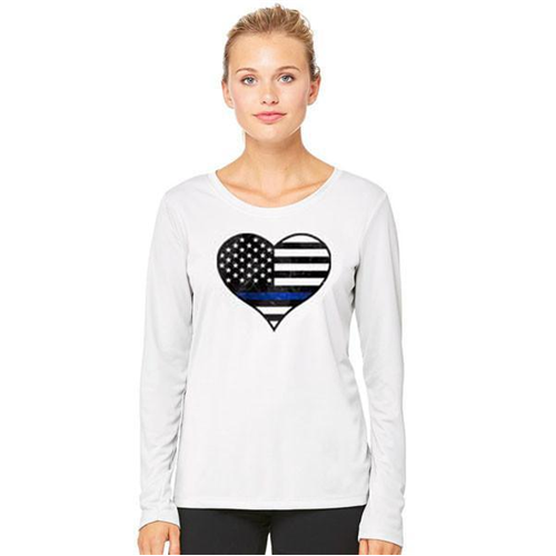 Women's Long Sleeve - Thin Blue Line Heart-TBL-Wom-LS-Heart