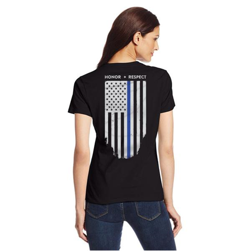 Slim Fit Women's Shirt - Thin Blue Line Flag T-Shirt-TBL-WOM-TBL