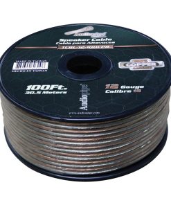 Audiopipe 12 Gauge 100% Copper Series Speaker Wire - 100 Foot Roll - Clear PVC Jacket