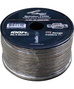 Audiopipe 16 Gauge 100% Copper Series Speaker Wire - 100 Foot Roll - Clear PVC Jacket