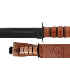 Ka-Bar Full-Size Fixed USMC 7 in Black Blade Leather Handle