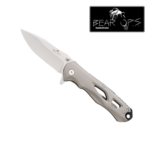 4 1/2 Stainless Steel Handle with Satin Finish Blade with Pocket Clip-MC-400-SS-S