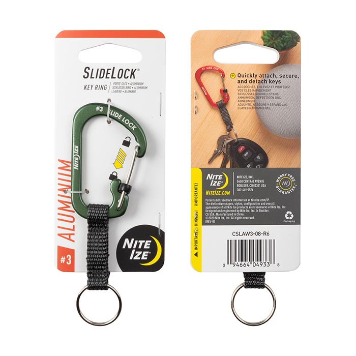 SlideLock Key Ring Aluminum - Olive-CSLAW3-08-R6