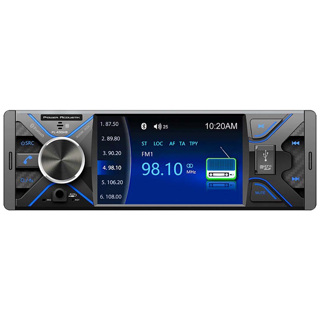 Power Acoustik 4.3? Single DIN MECHLESS Fixed Face Receiver with Bluetooth USB/SD Inputs and Remote - Image 2