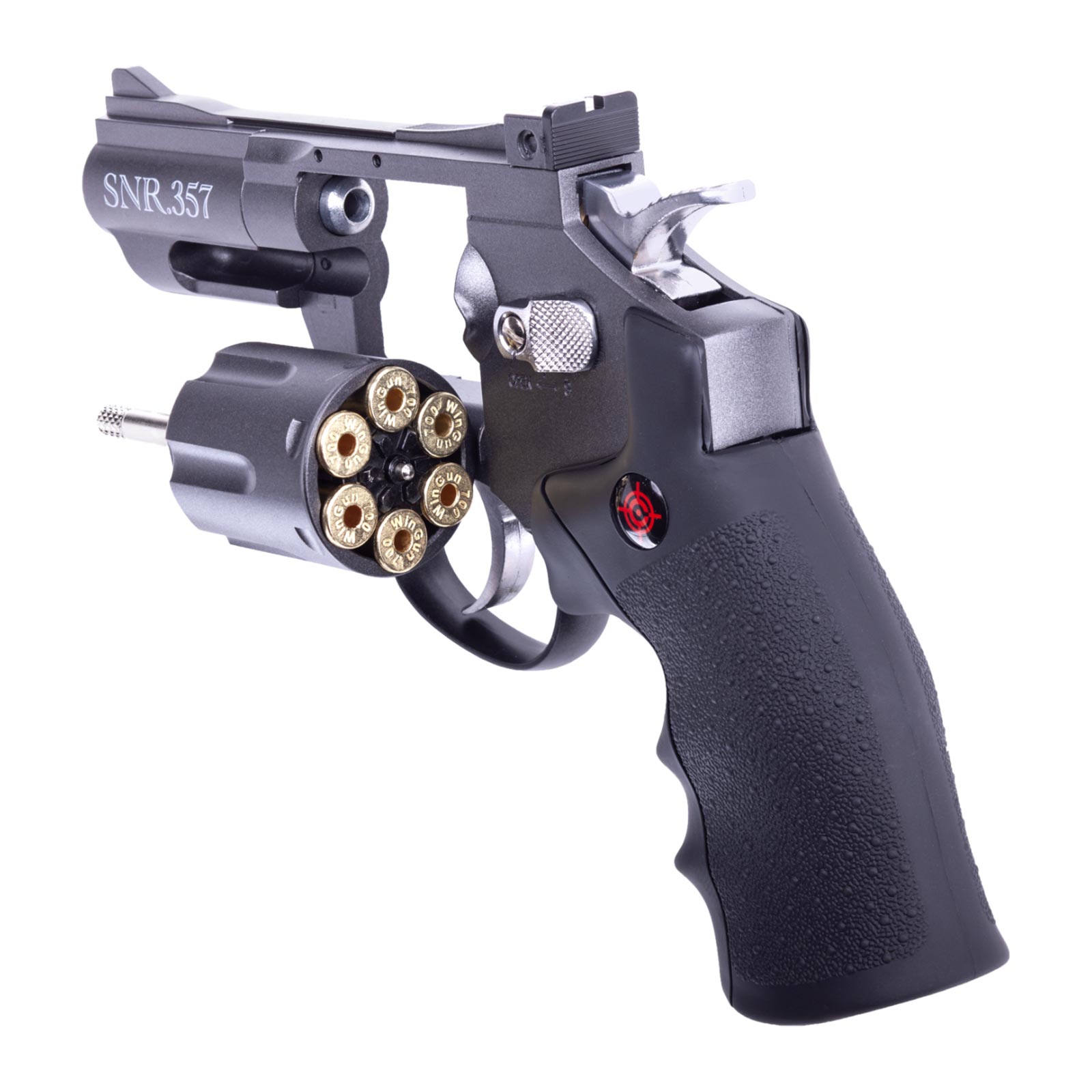 Crosman (Black/ Grey)Co2 Powered Dual Ammo Full Metal Snub Nose Air Revolver - Image 4
