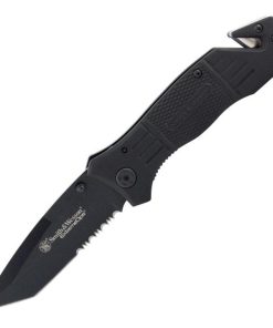Smith & Wesson Extreme Ops Liner Lock Folding Knife Partially Serrated Drop Point Tanto Blade