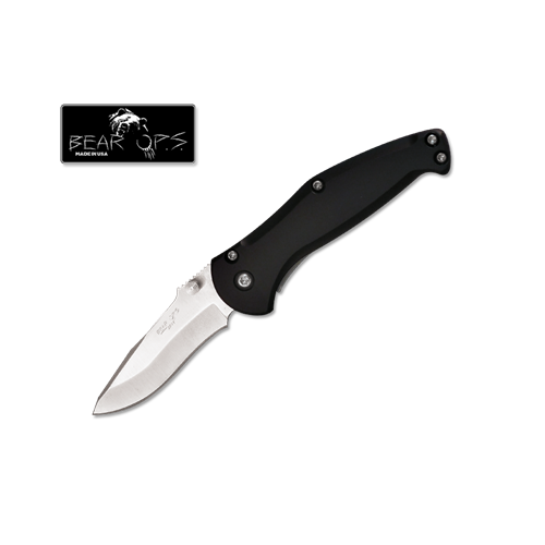 4 Bear Swipe Black Aircraft Aluminum Handle with Satin Finish Blade-BSC-Bear-Swipe