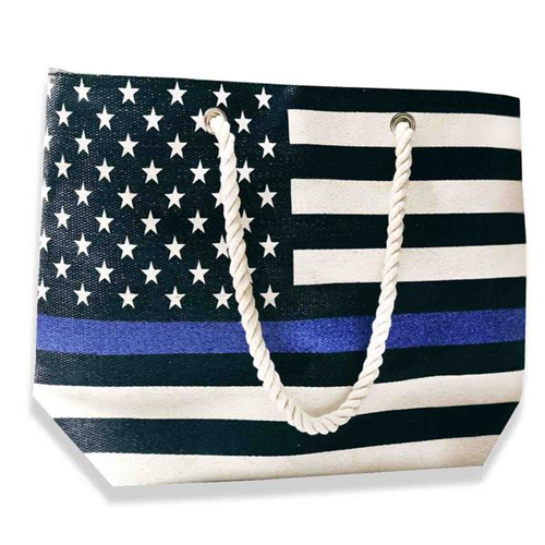 Canvas Tote Bag, Thin Blue Line American Flag-TBL-Bag-Canvas