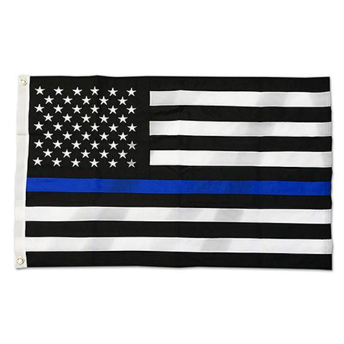 Durasleek Thin Blue Line American Flag, Sewn & Embroidered-TBL-DurasleekFlag