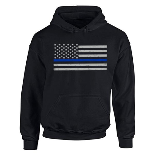 Men's Classic Thin Blue Line Hoodie-TBL-H-Big-Logo