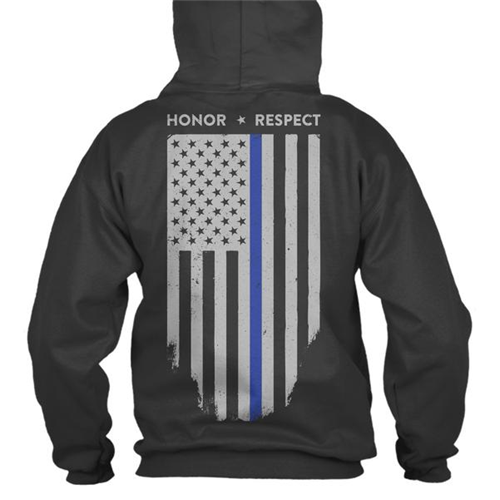 Hoodie - Honor/Respect, Thin Blue Line Flag-TBL-Honor&RespectHoodie