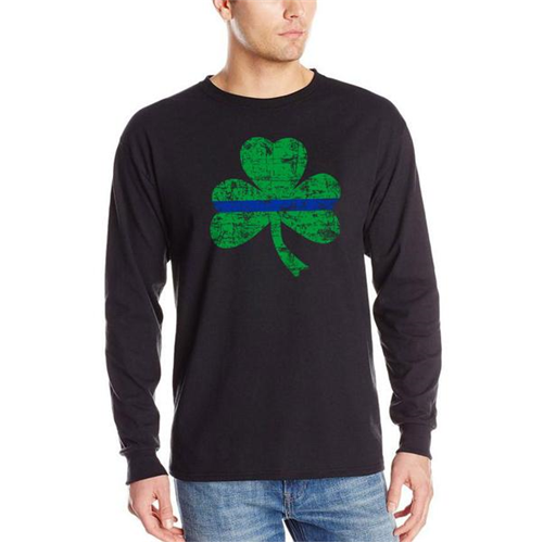 Men's Long Sleeve - Shamrock Thin Blue Line-TBL-Men-LS-SP