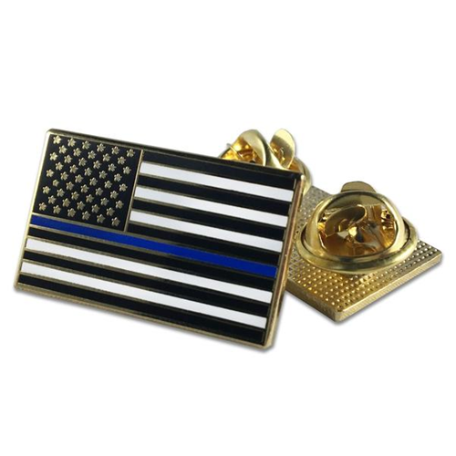 Classic Thin Blue Line American Flag Pin, Double Clutch Backing-TBL-PinClassic