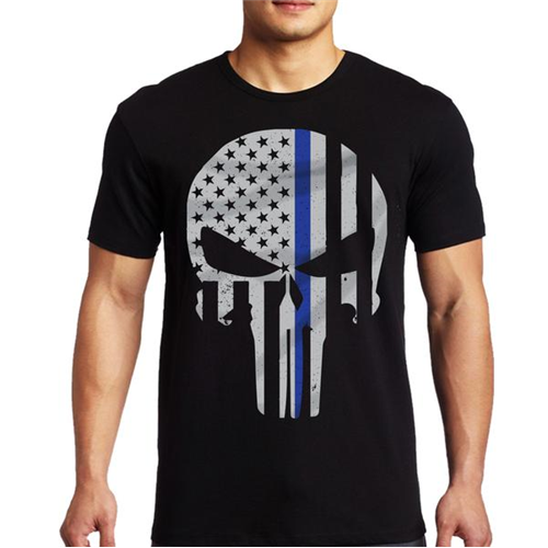 Men's T-Shirt - Skull Thin Blue Line-TBL-SKULL