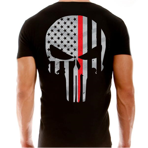 Men's T-Shirt - Skull Thin Red Line-TBL-TRL-SKULL